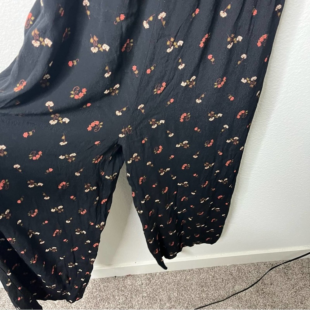 Madewell Black Floral Smocked Jumpsuit Womens Size 0 - Picture 6 of 10